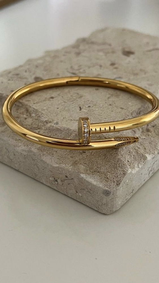 Nail gold with silver Cloves Bangle
