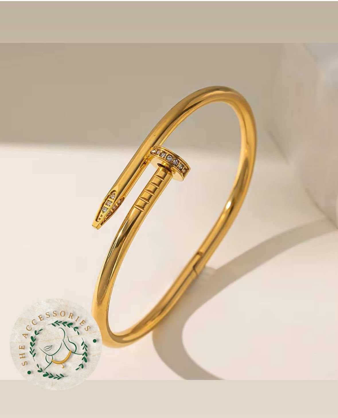 Nail gold with silver Cloves Bangle