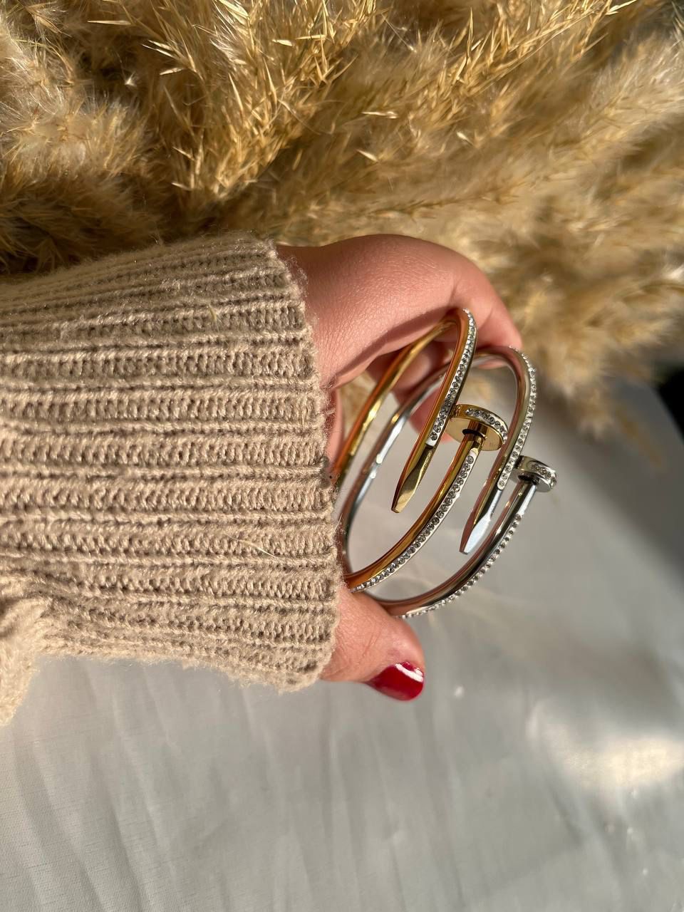 Nail gold with more silver Cloves Bangle